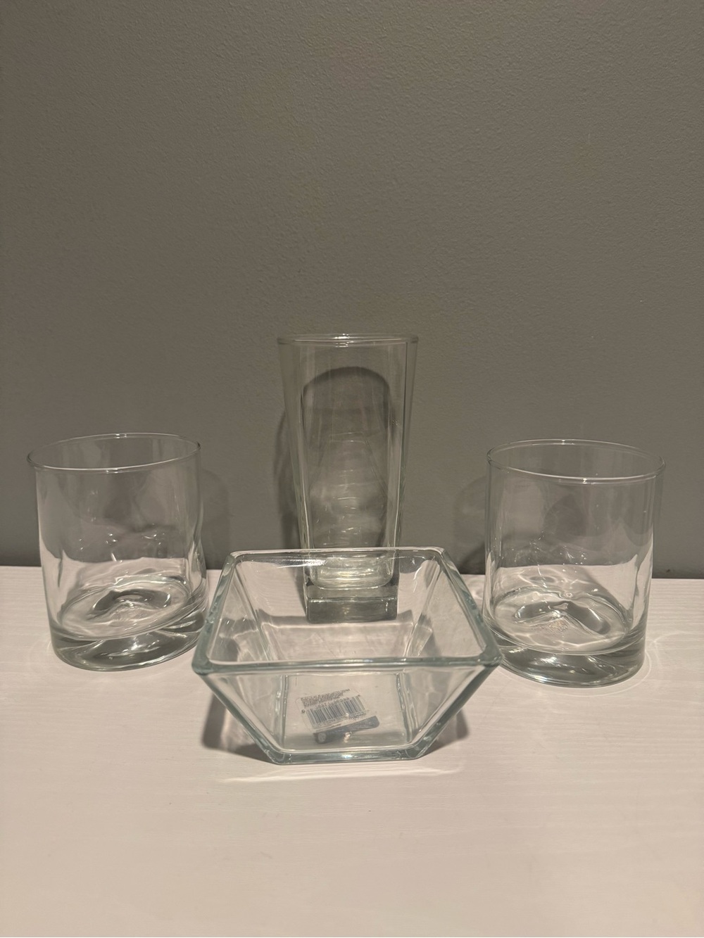 Clear Glass Drinkware and Serving Bowl Set - Transparent